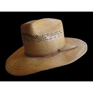 Men's Vintage Hat 7 1/8  Woven Straw Sun Fedora BEE COOL USA Hipster Summer
